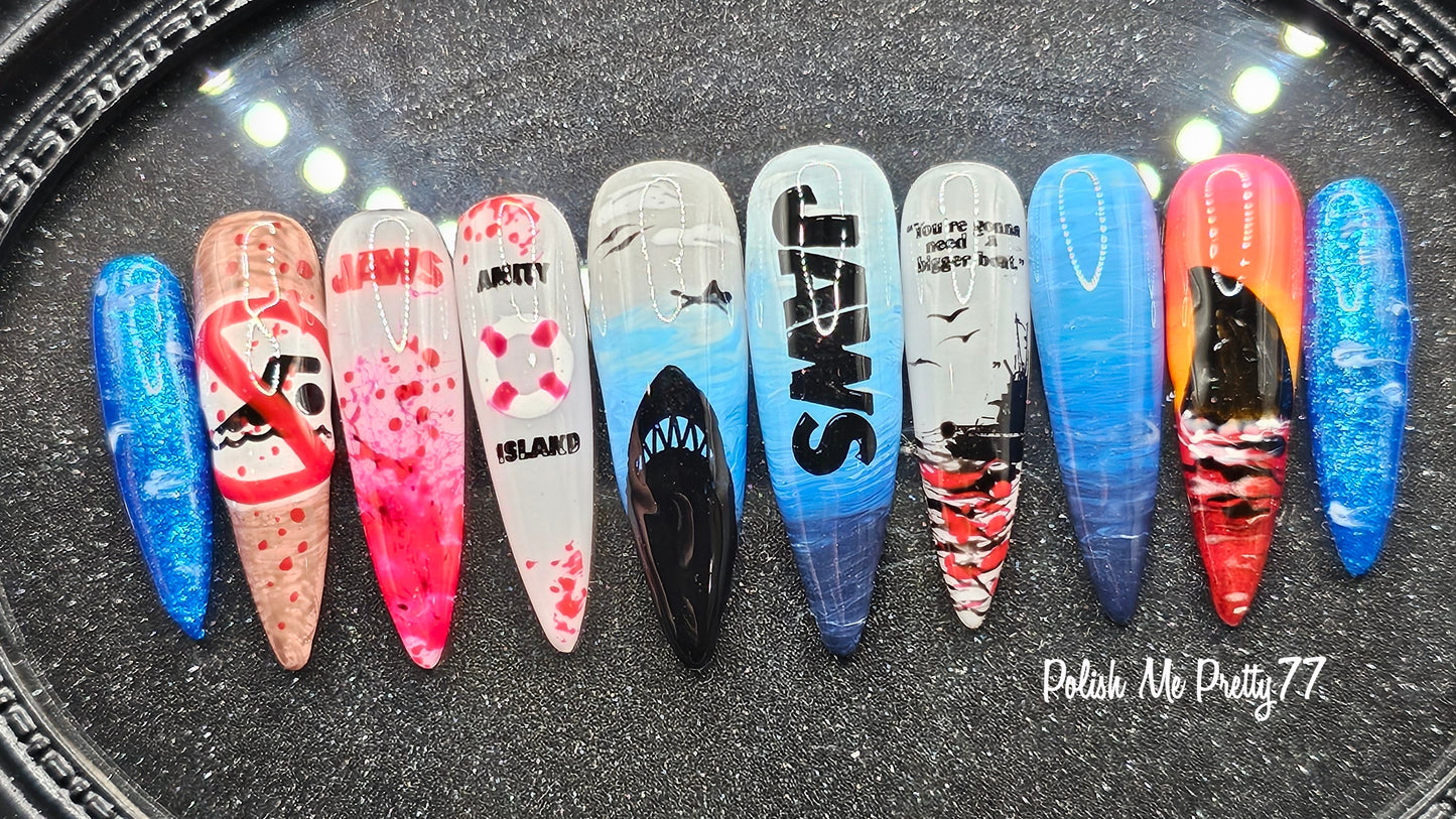Jaws | Hand-Painted Horror Press-On Nails
