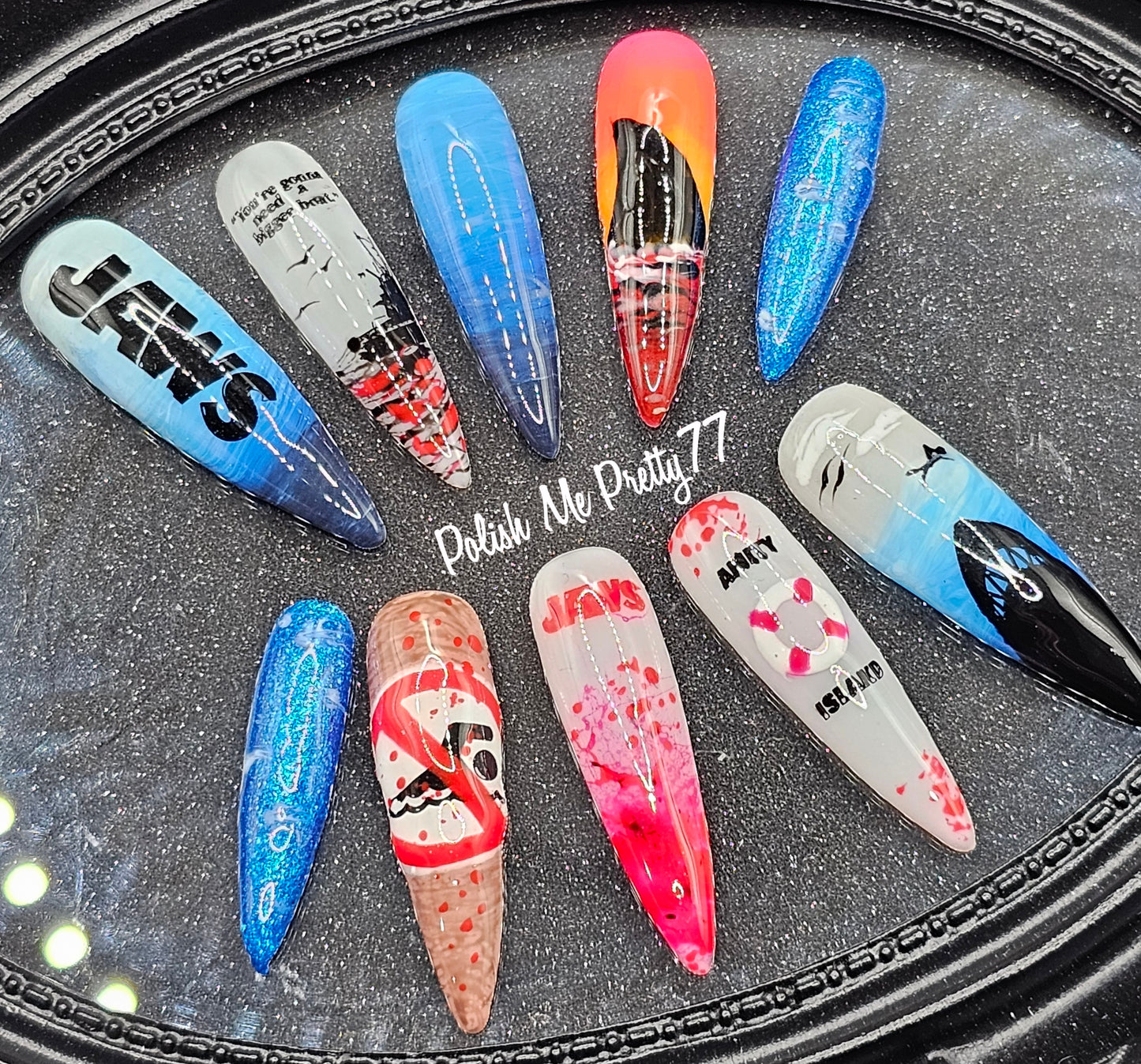 Jaws | Hand-Painted Horror Press-On Nails