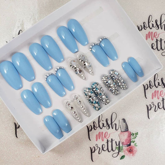FOR JACKIE  Gemstone NAILS ... Handpainted False Fake Press On Nails