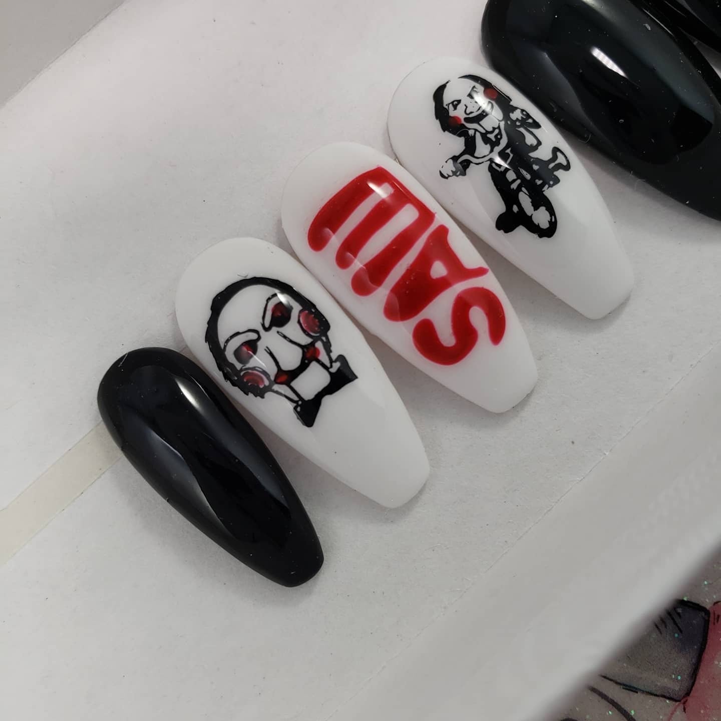 Horror Movie Nails, Puzzle Guy, Billy, Tricycle, Blood Drips...Press On Nails,  False, Fake Nails Glue Ons