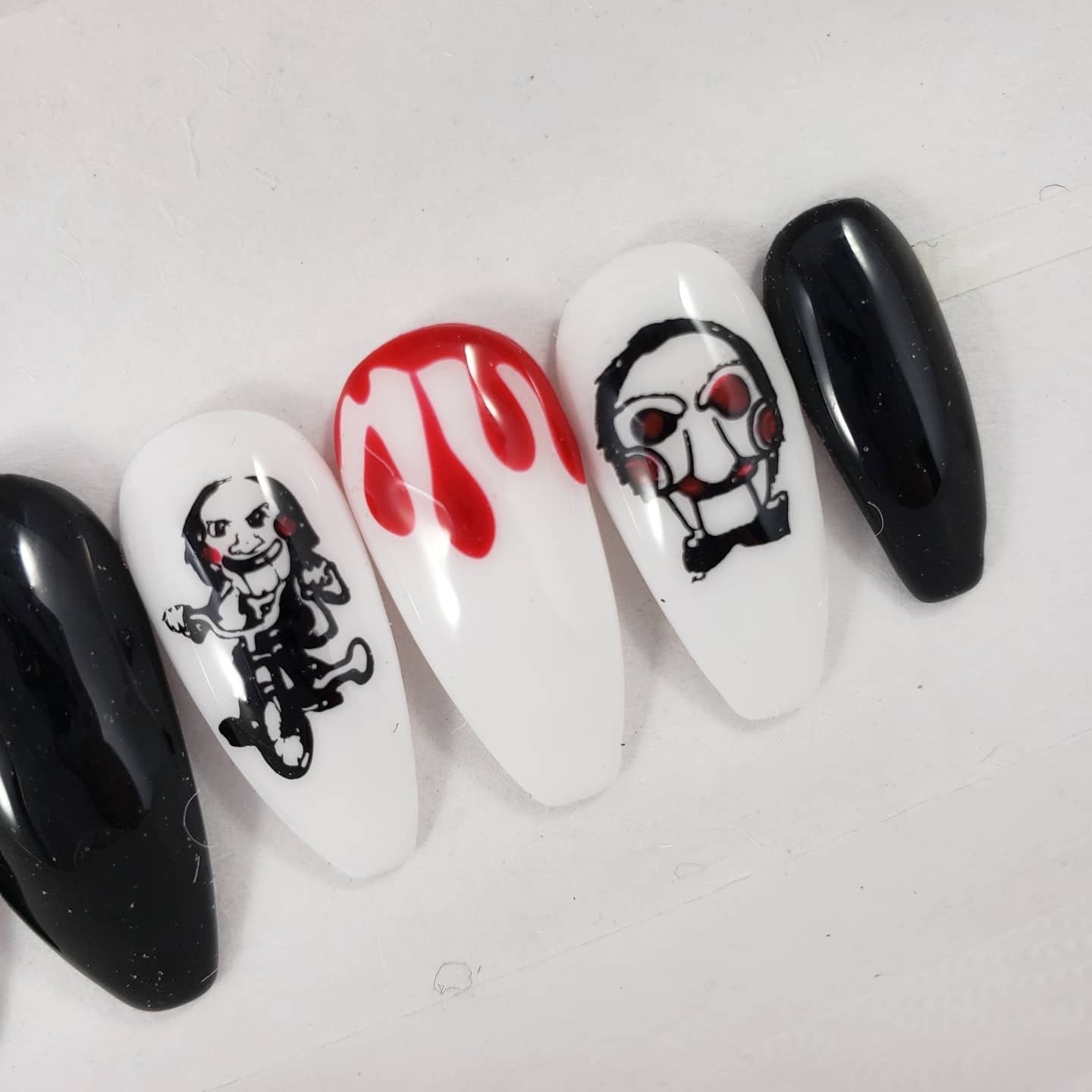 Horror Movie Nails, Puzzle Guy, Billy, Tricycle, Blood Drips...Press On Nails,  False, Fake Nails Glue Ons