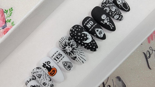 Oiuja, Occult, Witchy Halloween Nails ..Press On Nails,  False, Fake Nails Glue Ons