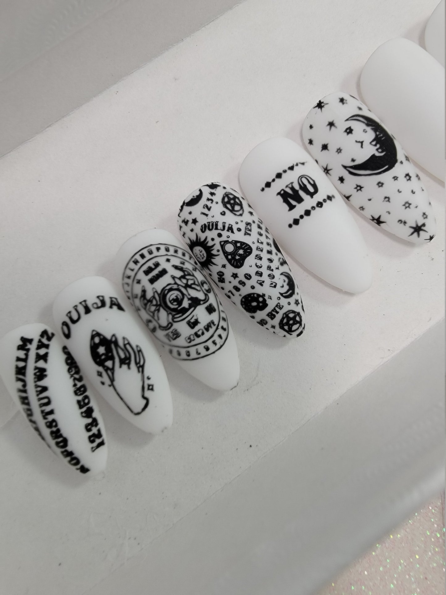 Oiuja, Occult, Witchy Sun Moon Matte Halloween Nails ..Press On Nails,  False, Fake Nails Glue Ons