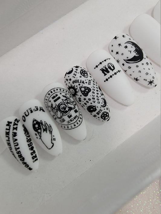 Oiuja, Occult, Witchy Sun Moon Matte Halloween Nails ..Press On Nails,  False, Fake Nails Glue Ons
