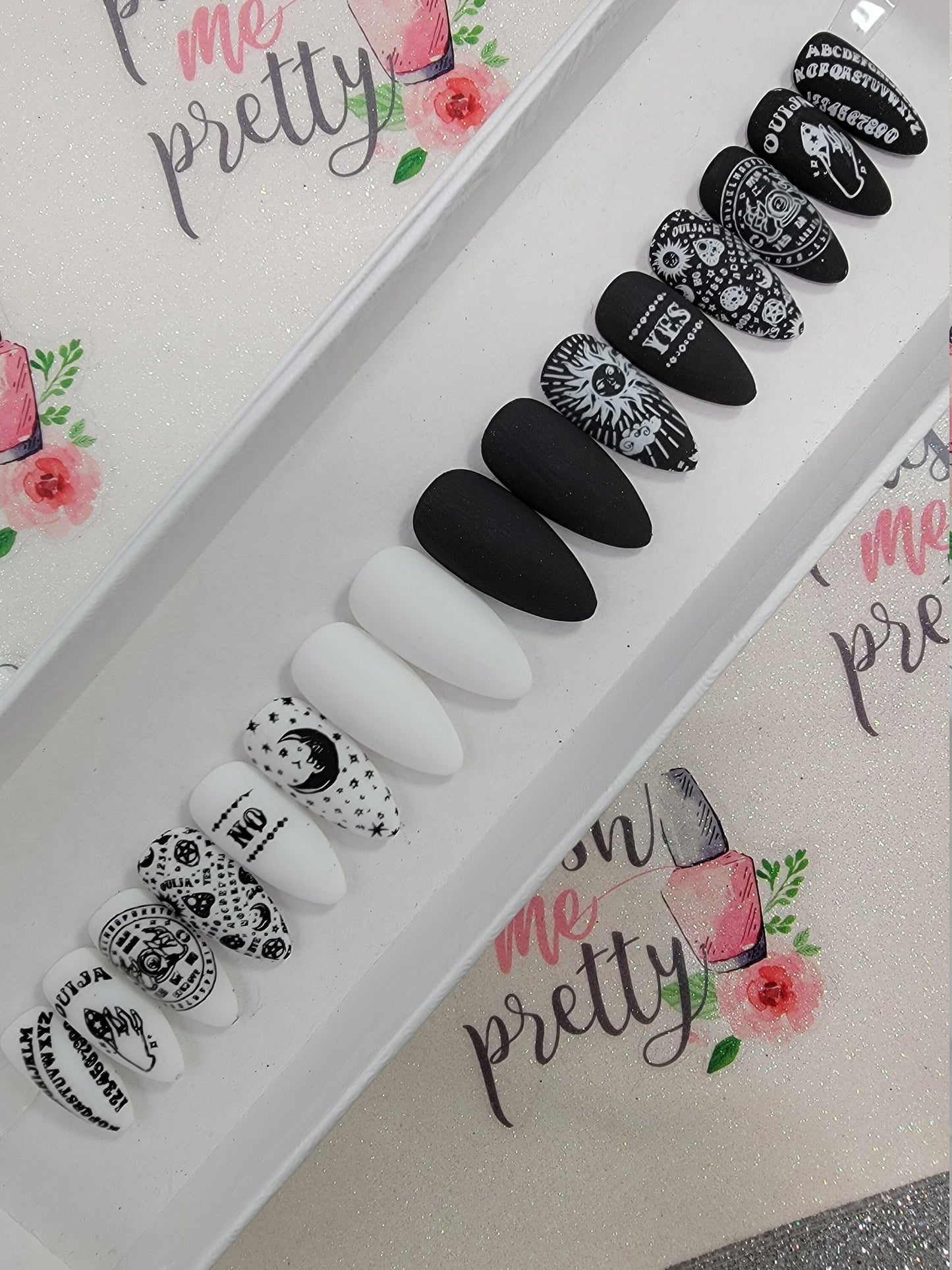 Oiuja, Occult, Witchy Sun Moon Matte Halloween Nails ..Press On Nails,  False, Fake Nails Glue Ons