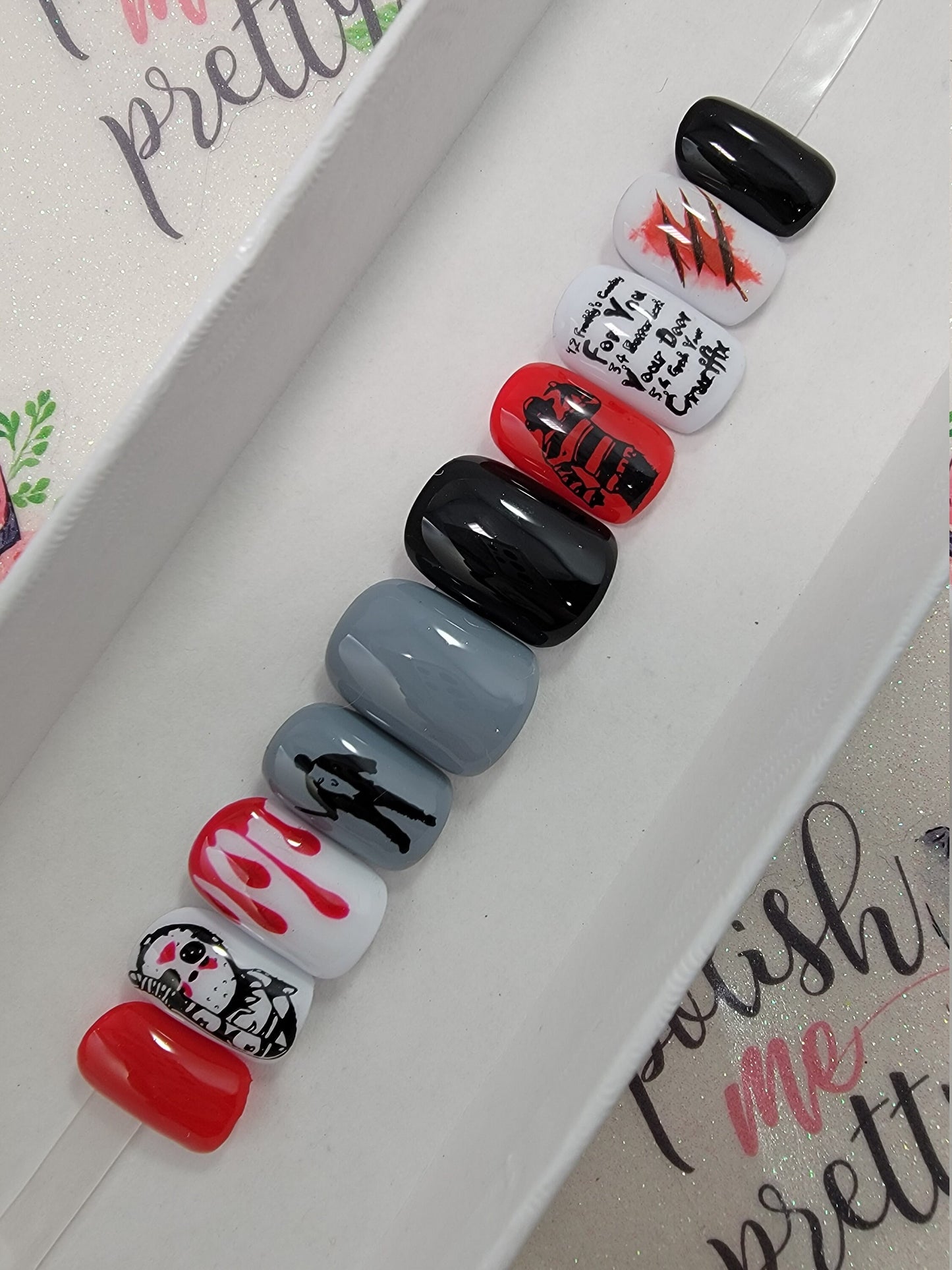 Freddy vs Jason Slasher Horror Blood Drips Halloween Nails.Press On Nails,  False, Fake Nails Glue Ons