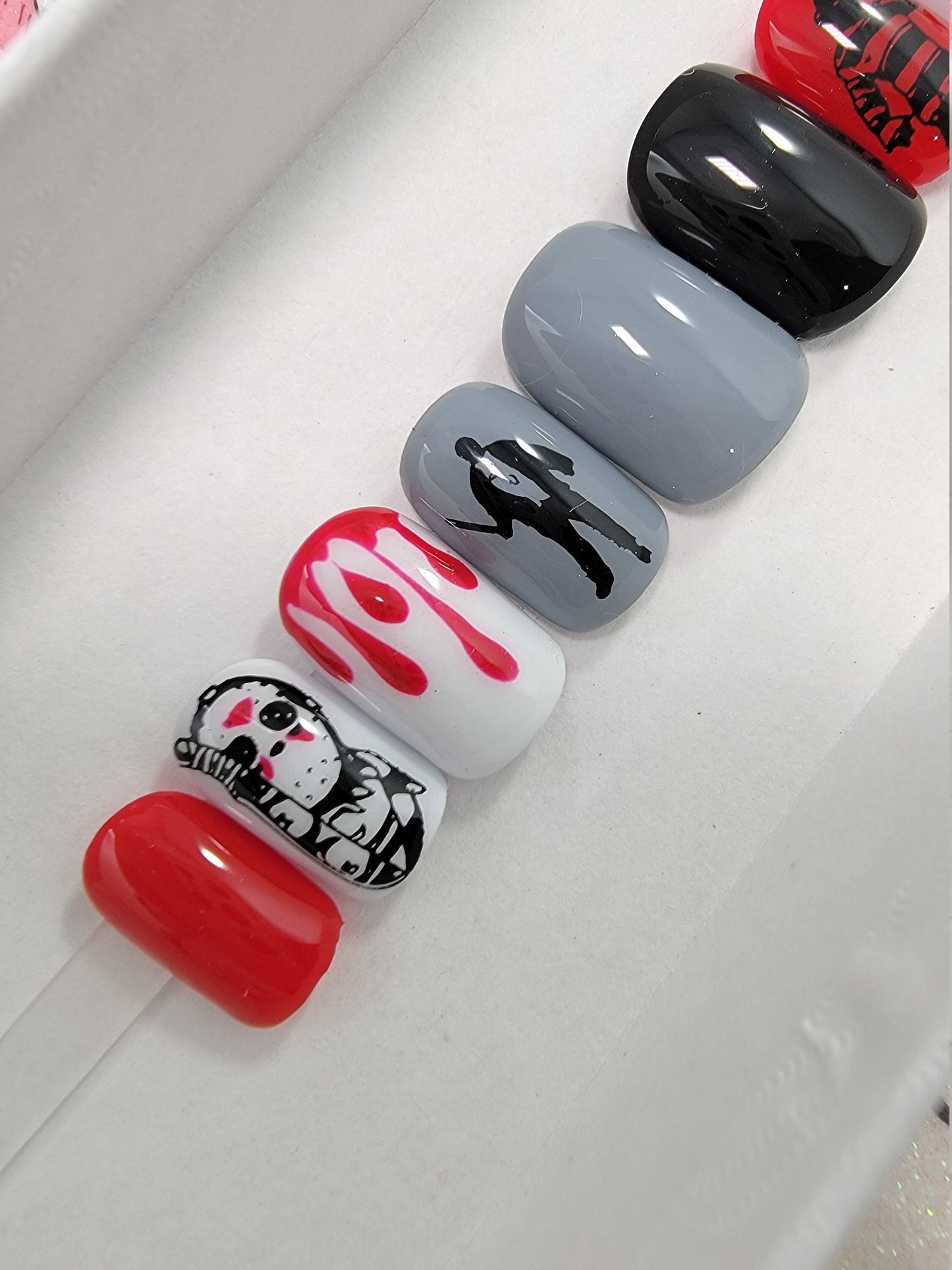 Freddy vs Jason Slasher Horror Blood Drips Halloween Nails.Press On Nails,  False, Fake Nails Glue Ons