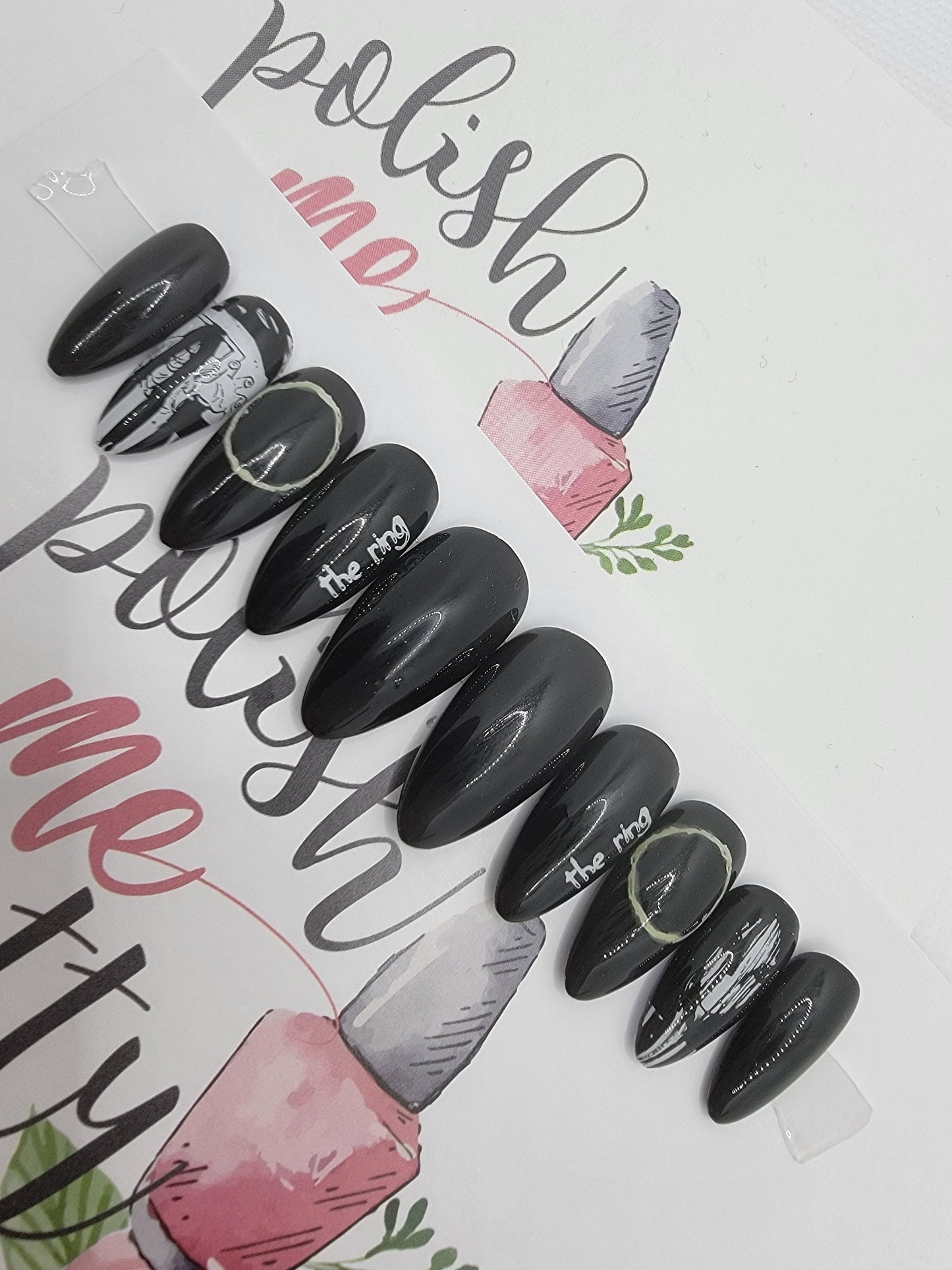 Horror Movie Nails, Ring, Glow In the Dark...Press On Nails,  False, Fake Nails Glue Ons