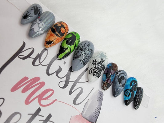 NBC Skeleton and Doll and Friends!...Press On Nails,  False, Fake Nails Glue Ons
